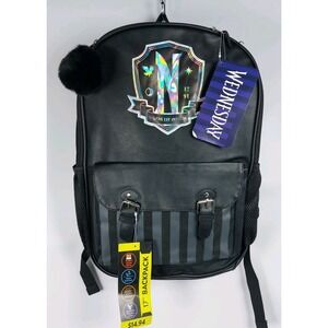 Wednesday Backpack Bag Addams Family Nevermore Academy 12"x17"x5" Black‎ New